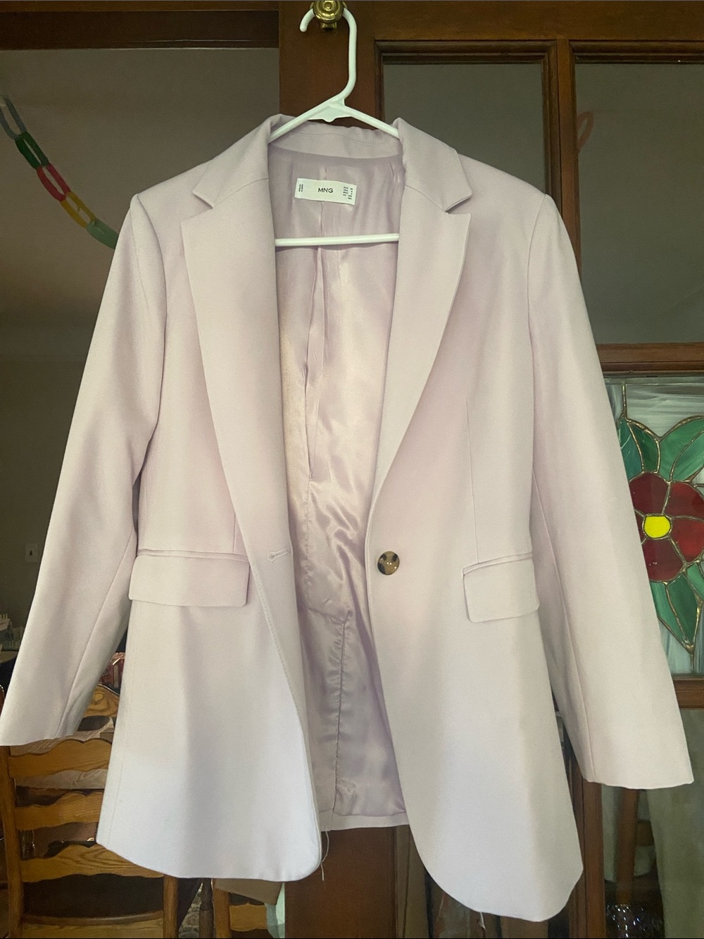 Mango Pastel Pink Single-Button Tailored Blazer